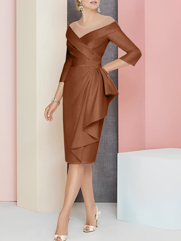 Robes de Mère de la Mariée Fourreau/Colonne à Col en V et Longueur Genou