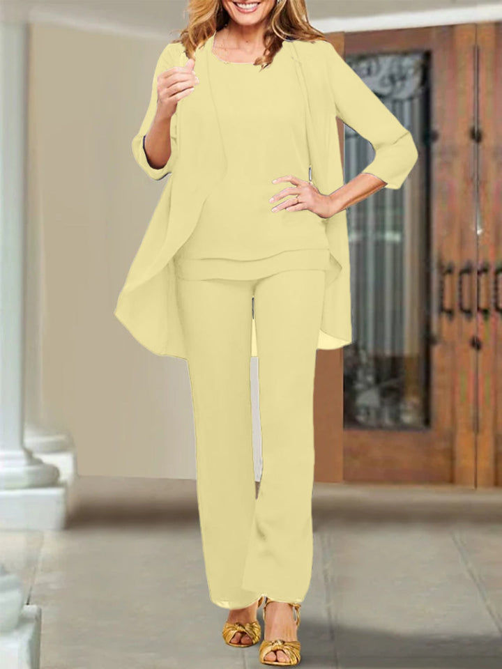Tailleur-Pantalon en Mousseline de Soie pour Mère de la Mariée
