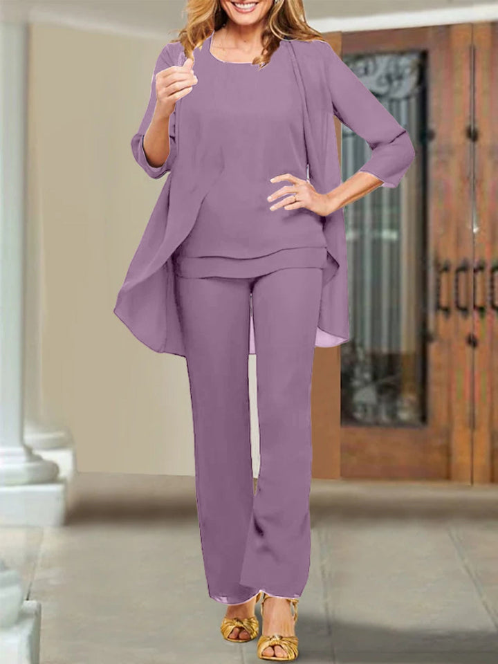 Tailleur-Pantalon en Mousseline de Soie pour Mère de la Mariée