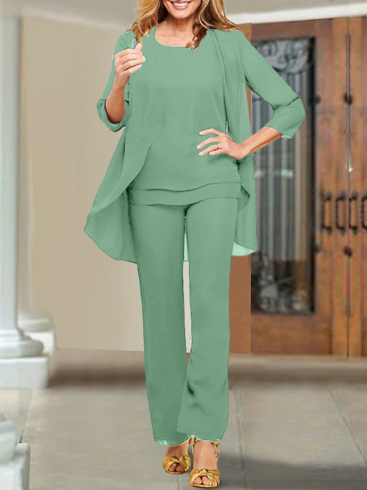 Tailleur-Pantalon en Mousseline de Soie pour Mère de la Mariée