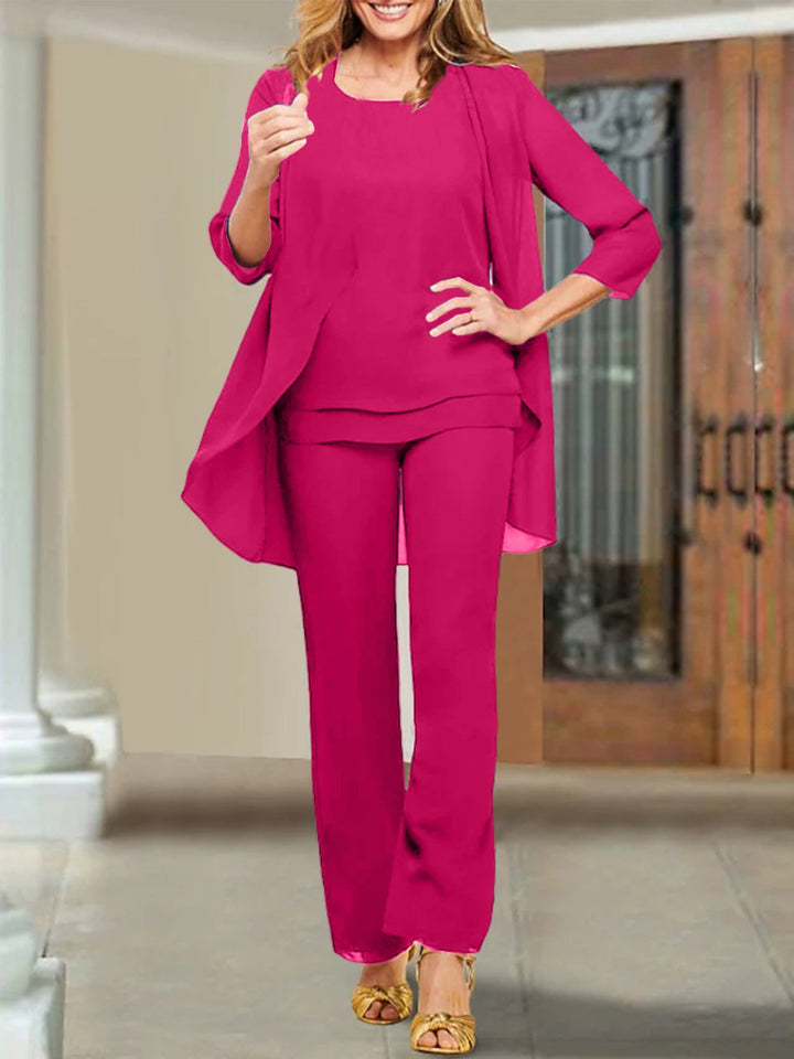 Tailleur-Pantalon en Mousseline de Soie pour Mère de la Mariée