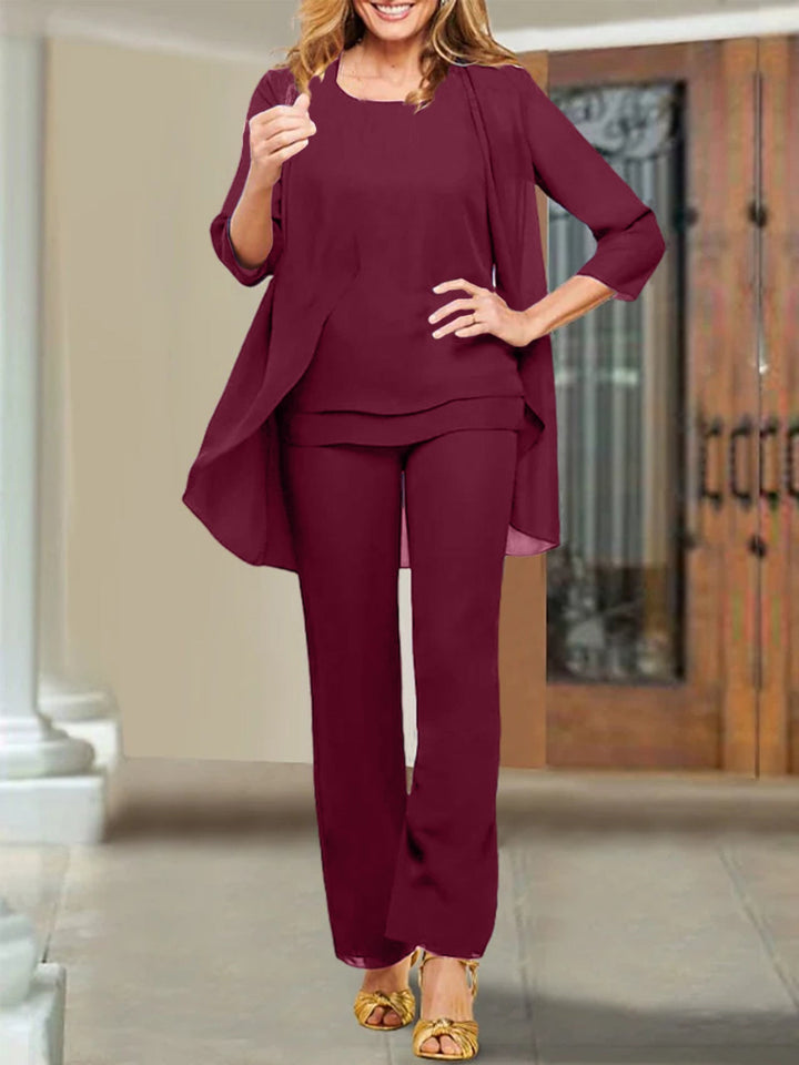 Tailleur-Pantalon en Mousseline de Soie pour Mère de la Mariée