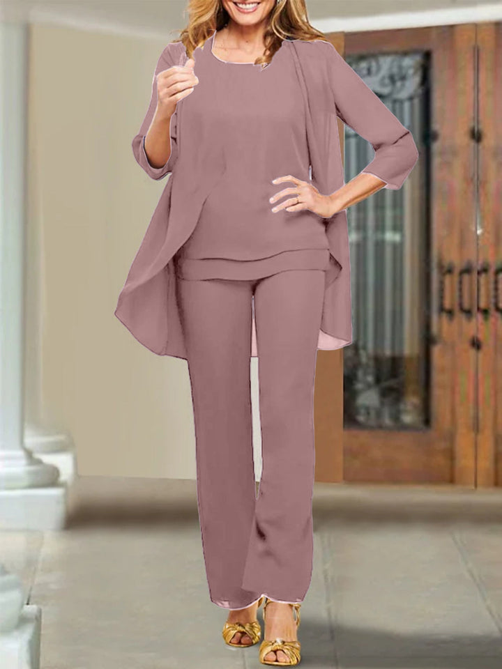 Tailleur-Pantalon en Mousseline de Soie pour Mère de la Mariée