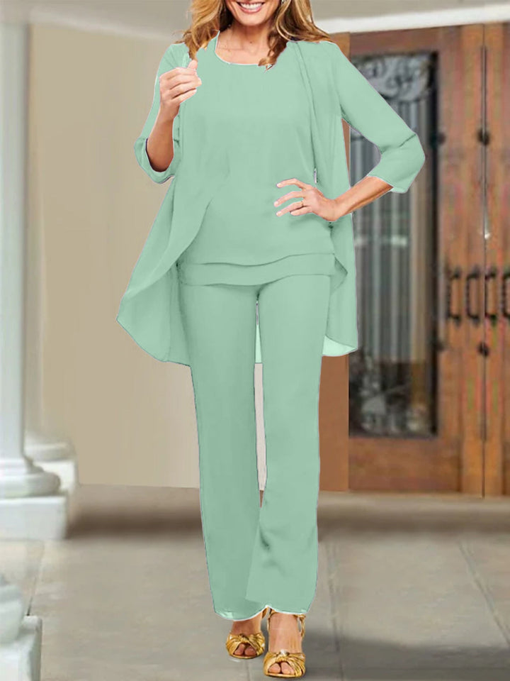 Tailleur-Pantalon en Mousseline de Soie pour Mère de la Mariée