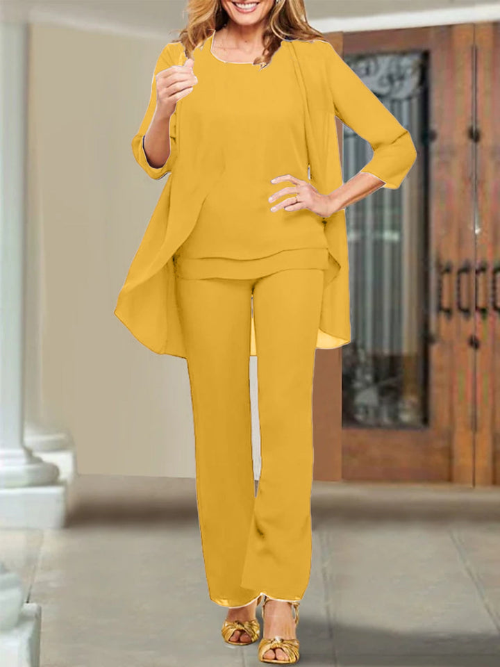 Tailleur-Pantalon en Mousseline de Soie pour Mère de la Mariée