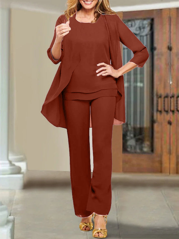 Tailleur-Pantalon en Mousseline de Soie pour Mère de la Mariée
