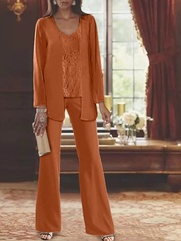 Tailleur-Pantalon en Mousseline de Soie avec Veste pour Mère de la Mariée