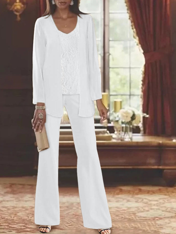 Tailleur-Pantalon en Mousseline de Soie avec Veste pour Mère de la Mariée