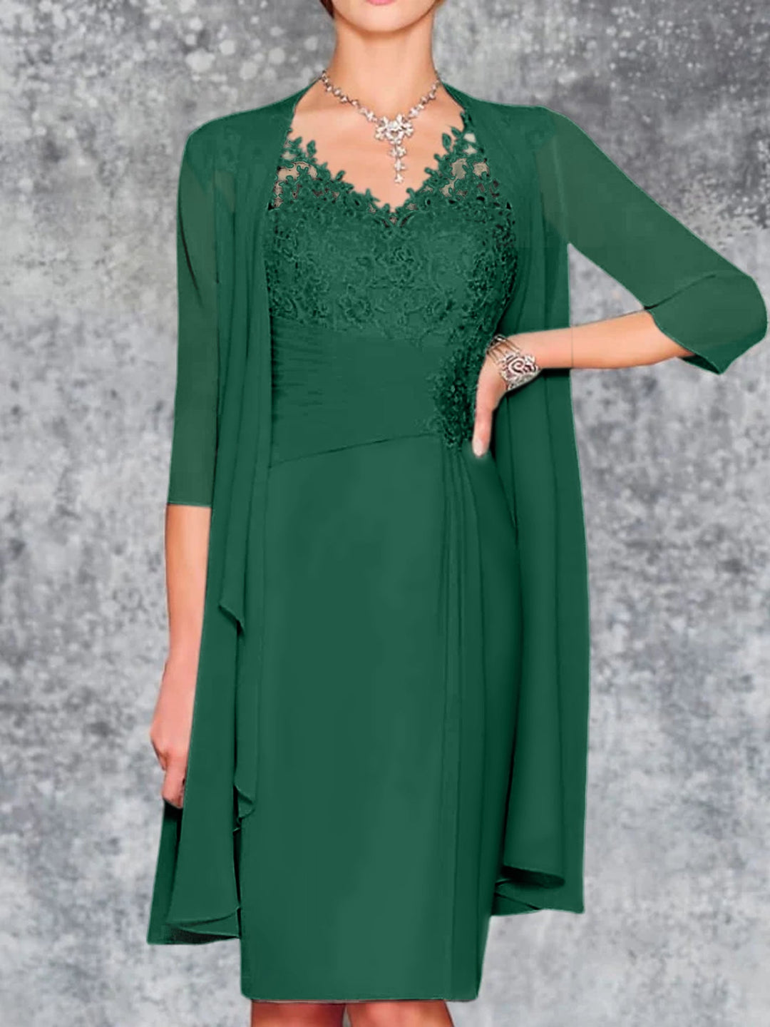 Robes de Mère de la Mariée Fourreau/Colonne à Col en V et Longueur Genou