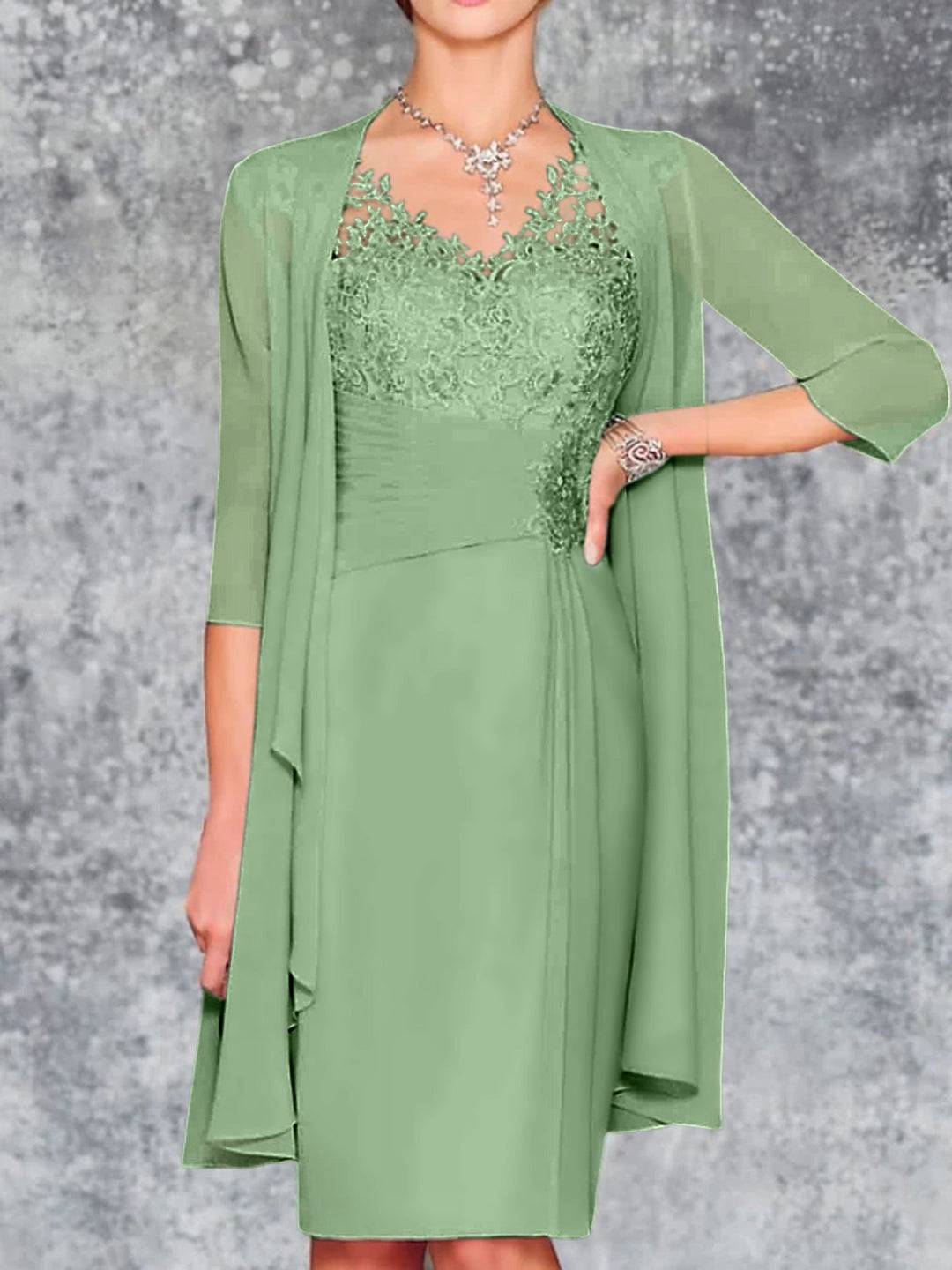 Robes de Mère de la Mariée Fourreau/Colonne à Col en V et Longueur Genou