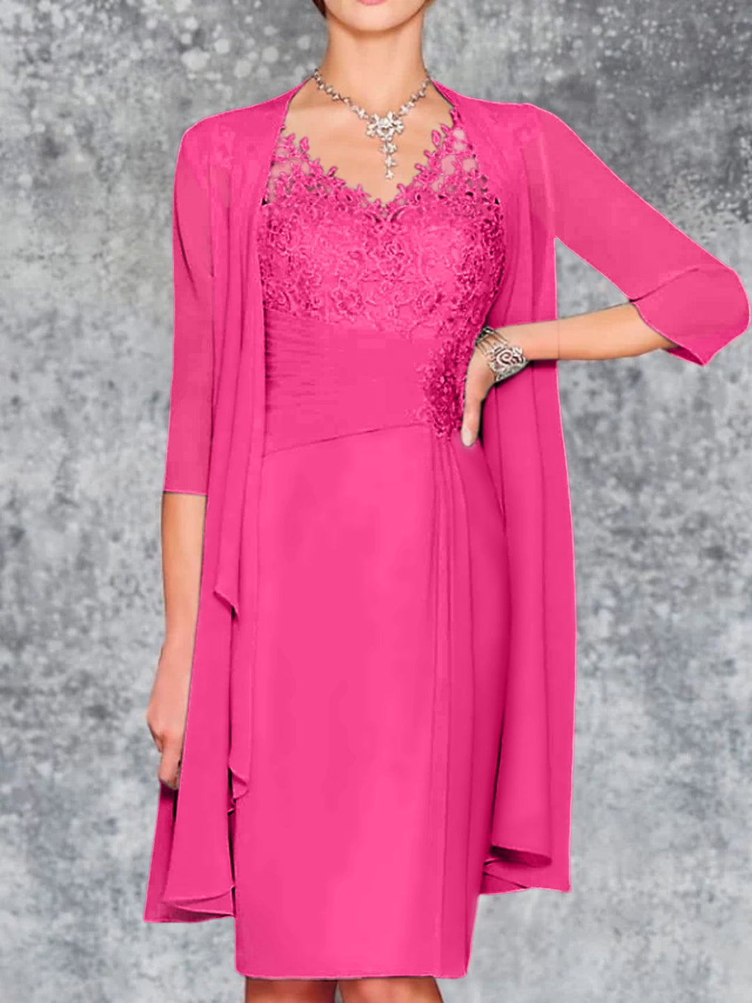 Robes de Mère de la Mariée Fourreau/Colonne à Col en V et Longueur Genou