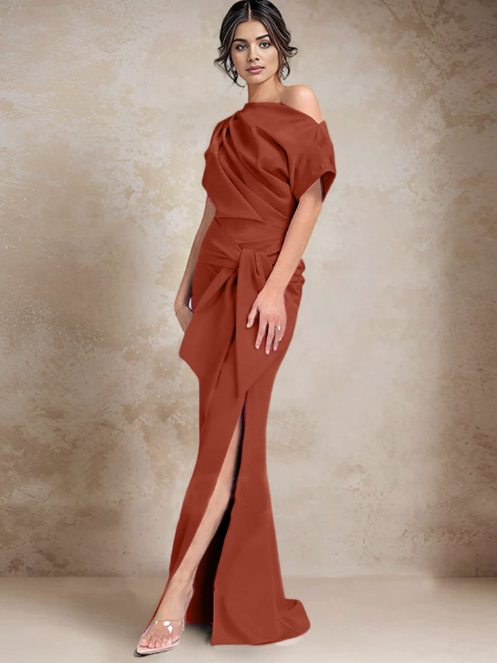 Robes de Mère de la Mariée à Une Épaule, Style Trompette/Sirène, avec Fente Sur le Côté