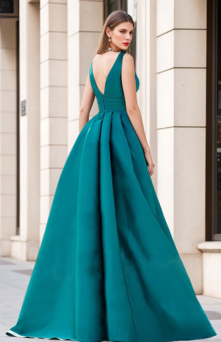 Robes de Mère de la Mariée Sans Manches à Col en V et Coupe A-Line/Princess