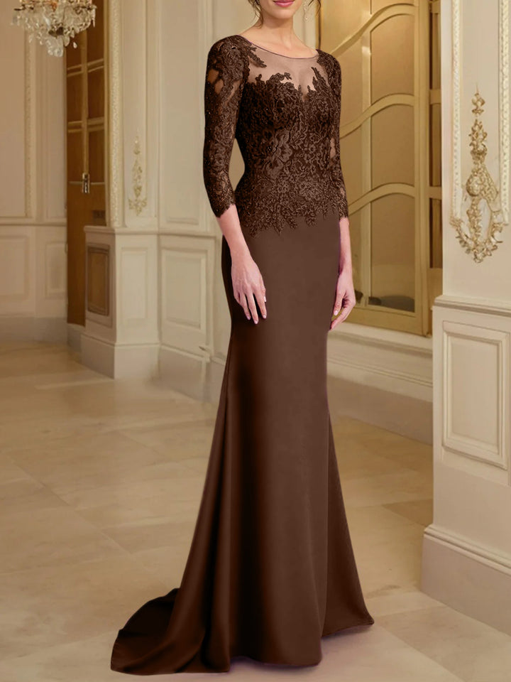 Robes de Mère de la Mariée à Manches Longues en Forme de Trompette/Sirène avec Dentelle