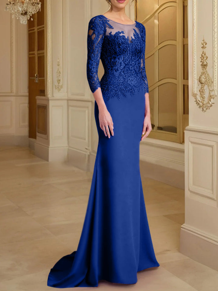 Robes de Mère de la Mariée à Manches Longues en Forme de Trompette/Sirène avec Dentelle
