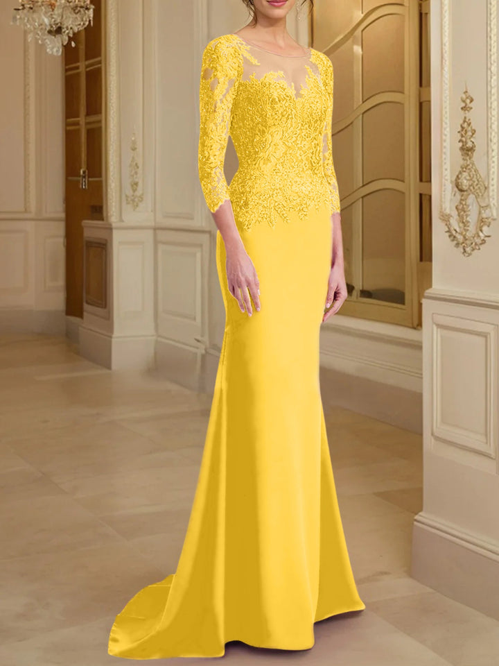 Robes de Mère de la Mariée à Manches Longues en Forme de Trompette/Sirène avec Dentelle