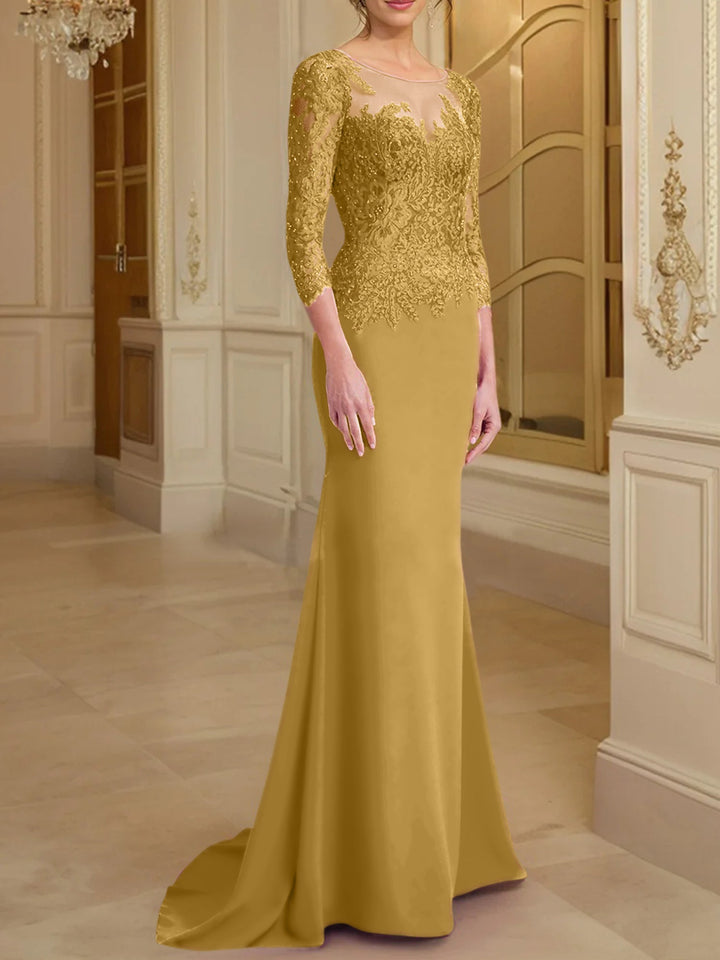 Robes de Mère de la Mariée à Manches Longues en Forme de Trompette/Sirène avec Dentelle