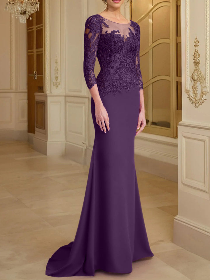 Robes de Mère de la Mariée à Manches Longues en Forme de Trompette/Sirène avec Dentelle
