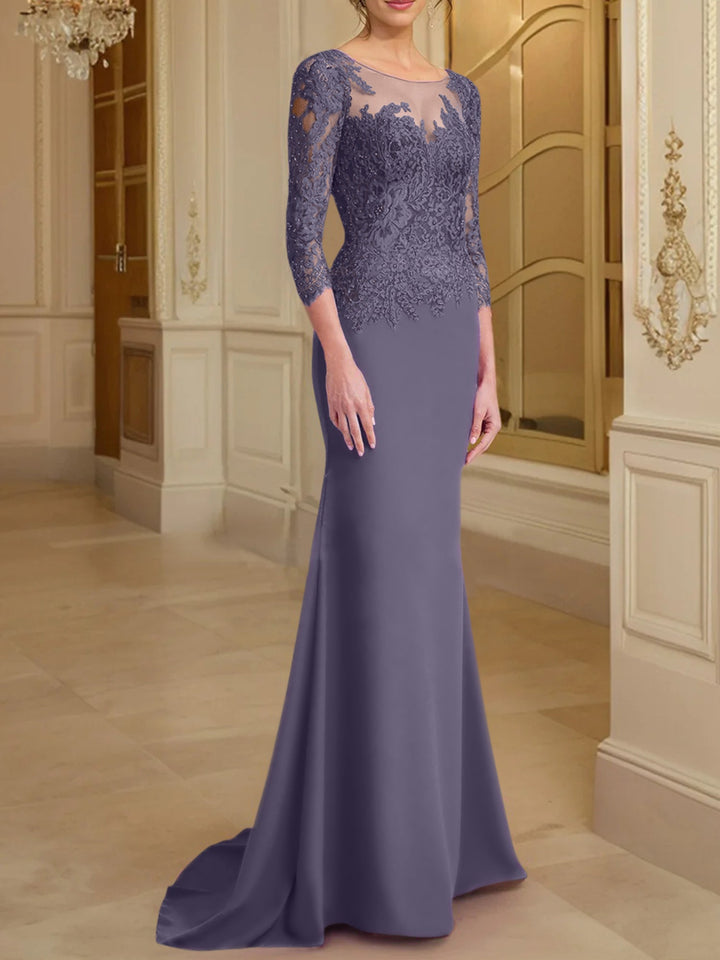 Robes de Mère de la Mariée à Manches Longues en Forme de Trompette/Sirène avec Dentelle