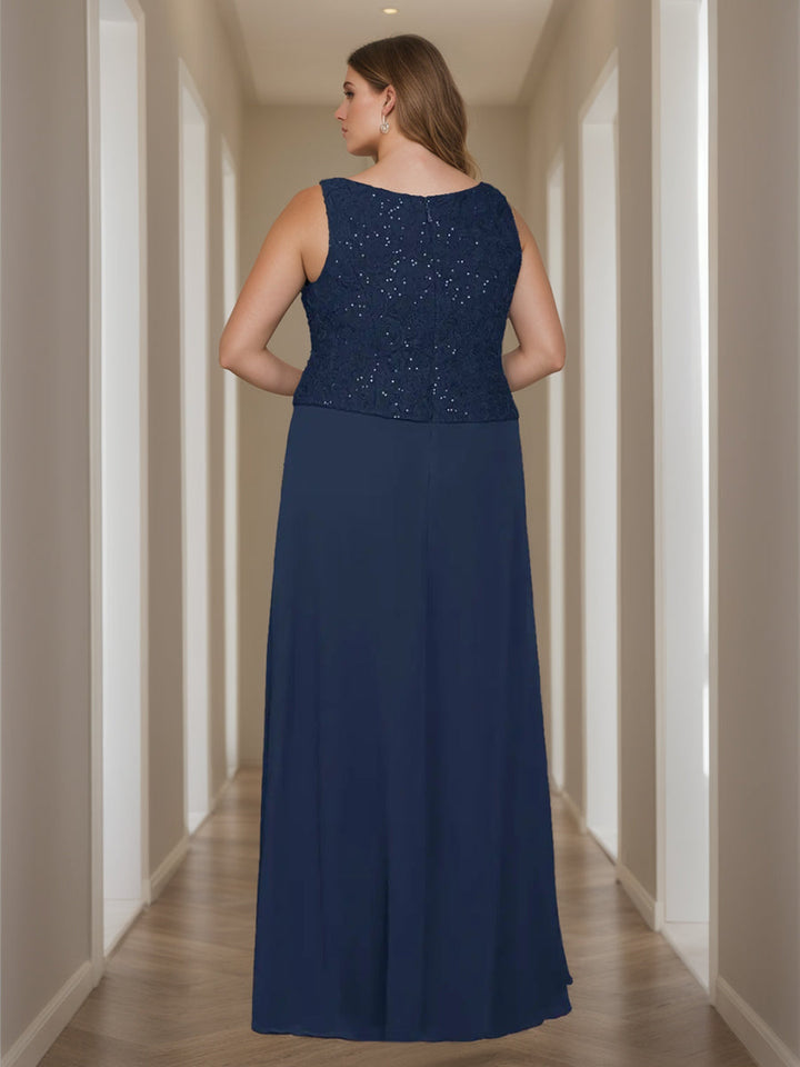 Robe de Mère de la Mariée Fourreau/Colonne 2 Pièces, Col Carré, Manches 3/4, Longueur Au Sol, avec Veste, Dentelle et Paillettes