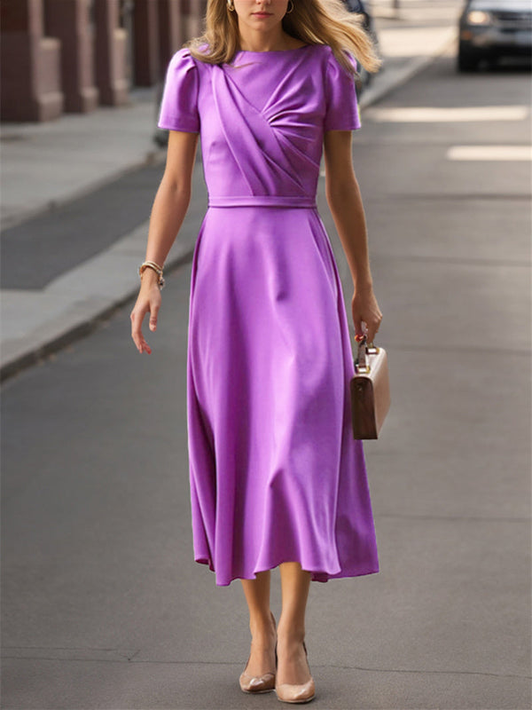 Robe de Mère de la Mariée Coupe A-Line/Princesse à Volants et Manches Courtes