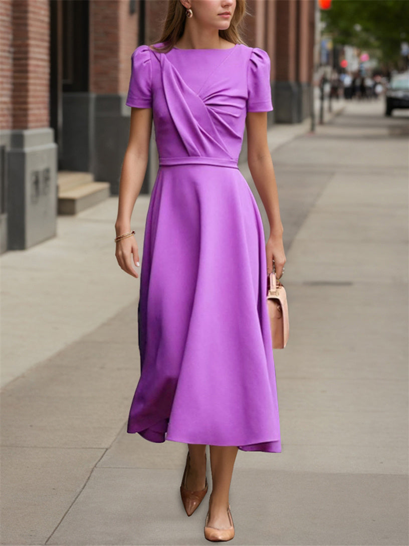 Robe de Mère de la Mariée Coupe A-Line/Princesse à Volants et Manches Courtes