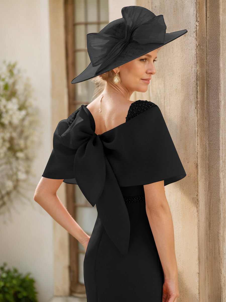 Gaine/Colonne Col bénitier Sans Manches Longueur de La Cheville Robes Mère de La Mariée avec Beadings & Bow