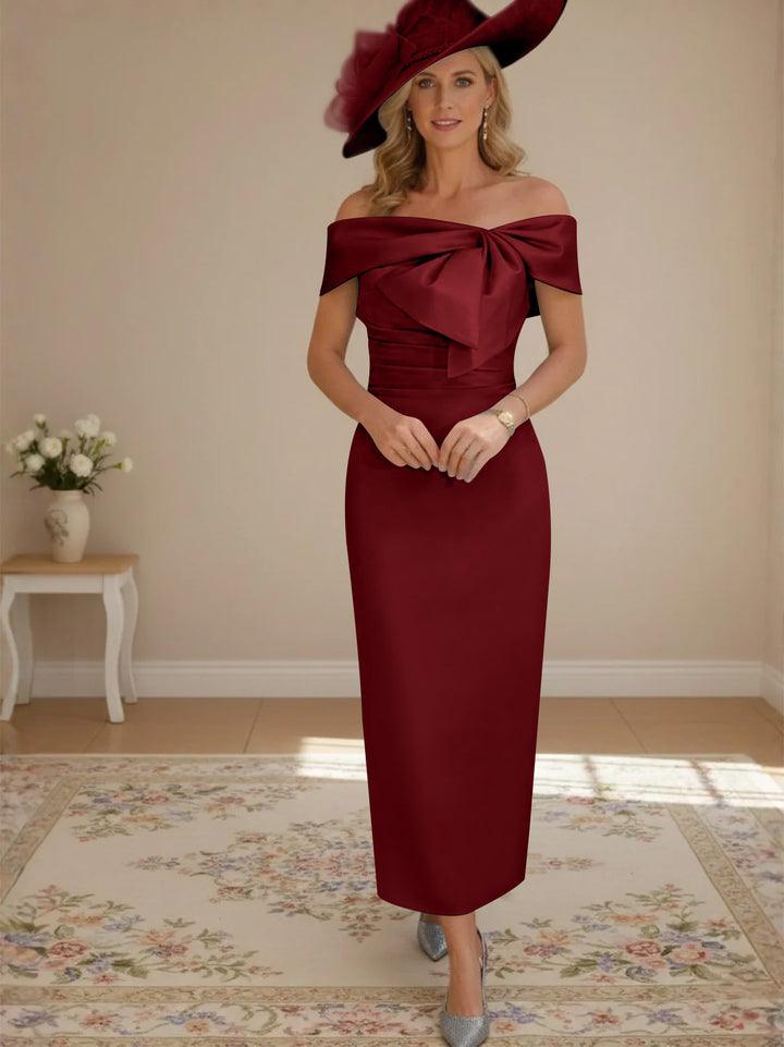 Robes de Mère de la Mariée, Longueur de la Cheville, Hors de l'épaule, Gaine/Colonne, avec Nœud Papillon