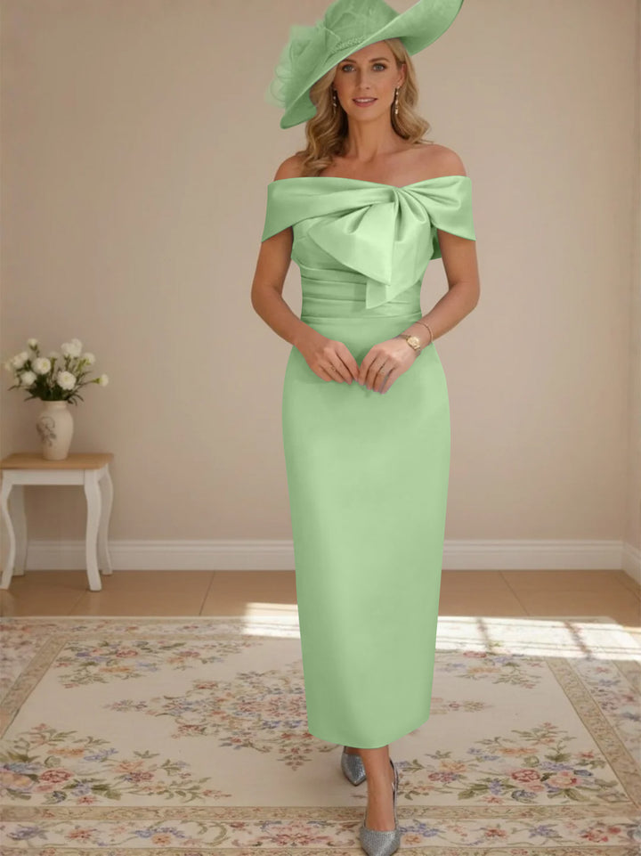Robes de Mère de la Mariée, Longueur de la Cheville, Hors de l'épaule, Gaine/Colonne, avec Nœud Papillon