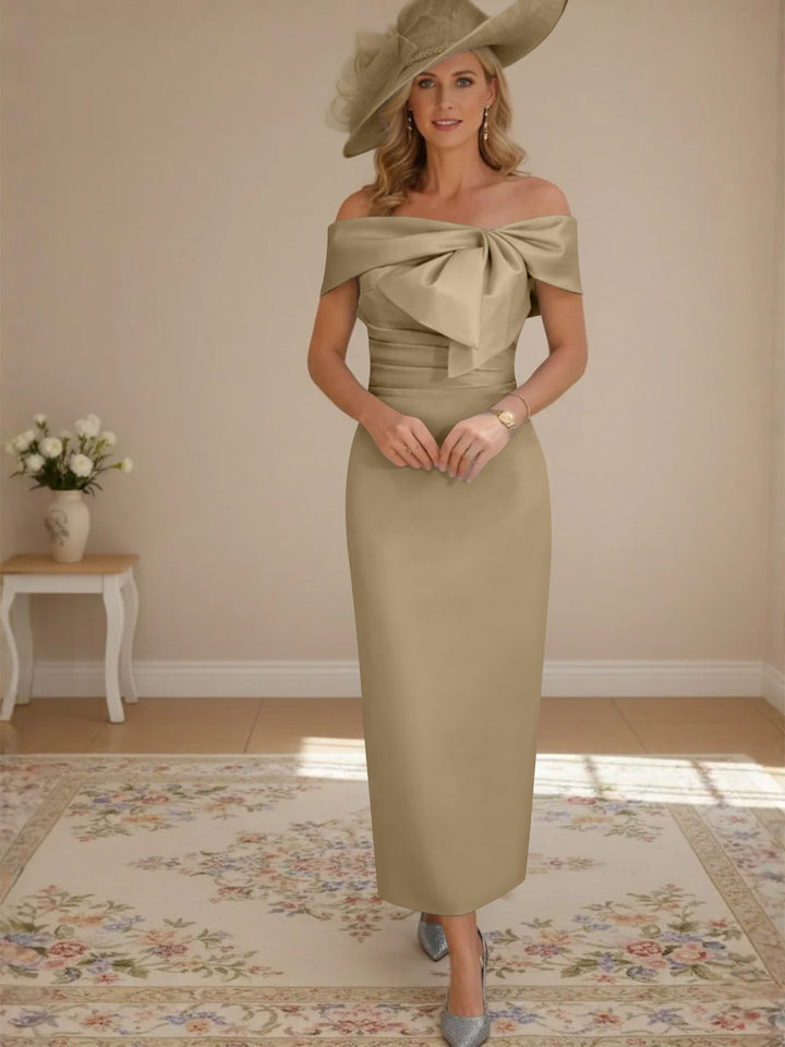 Robes de Mère de la Mariée, Longueur de la Cheville, Hors de l'épaule, Gaine/Colonne, avec Nœud Papillon
