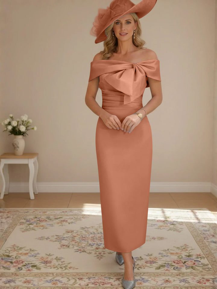 Robes de Mère de la Mariée, Longueur de la Cheville, Hors de l'épaule, Gaine/Colonne, avec Nœud Papillon