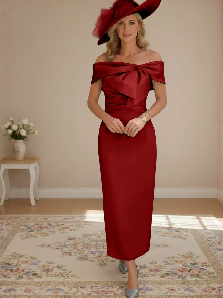 Robes de Mère de la Mariée, Longueur de la Cheville, Hors de l'épaule, Gaine/Colonne, avec Nœud Papillon