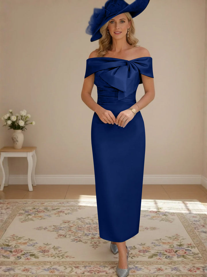 Robes de Mère de la Mariée, Longueur de la Cheville, Hors de l'épaule, Gaine/Colonne, avec Nœud Papillon