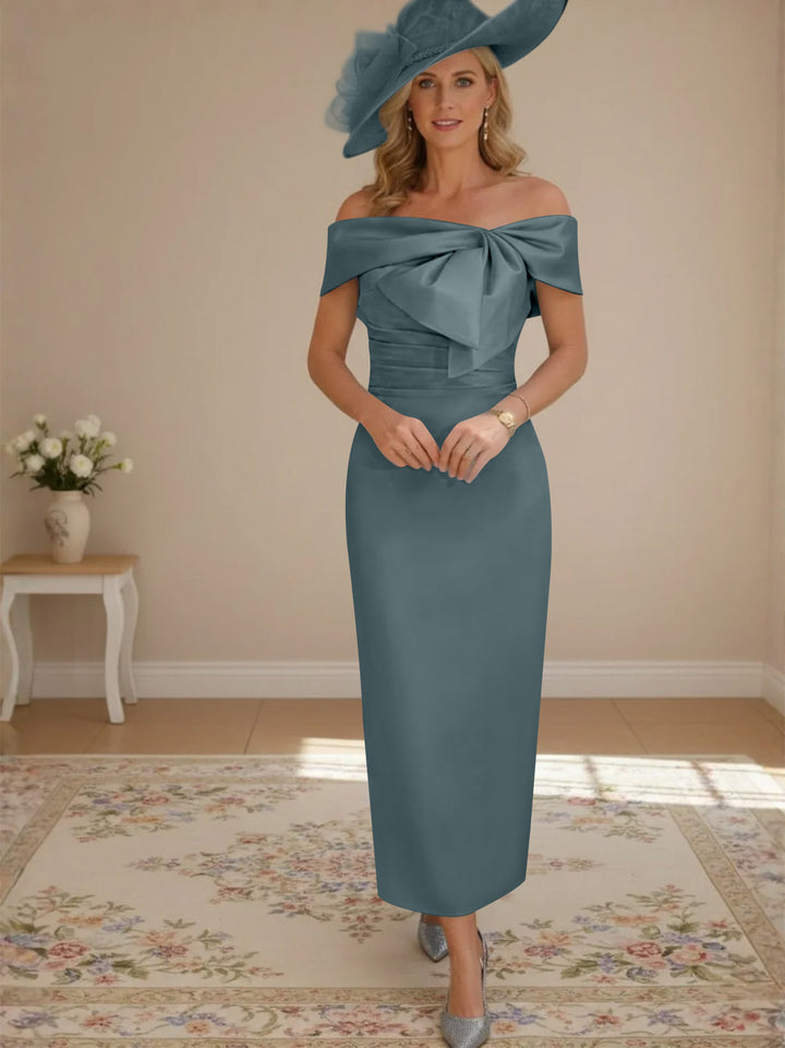 Robes de Mère de la Mariée, Longueur de la Cheville, Hors de l'épaule, Gaine/Colonne, avec Nœud Papillon