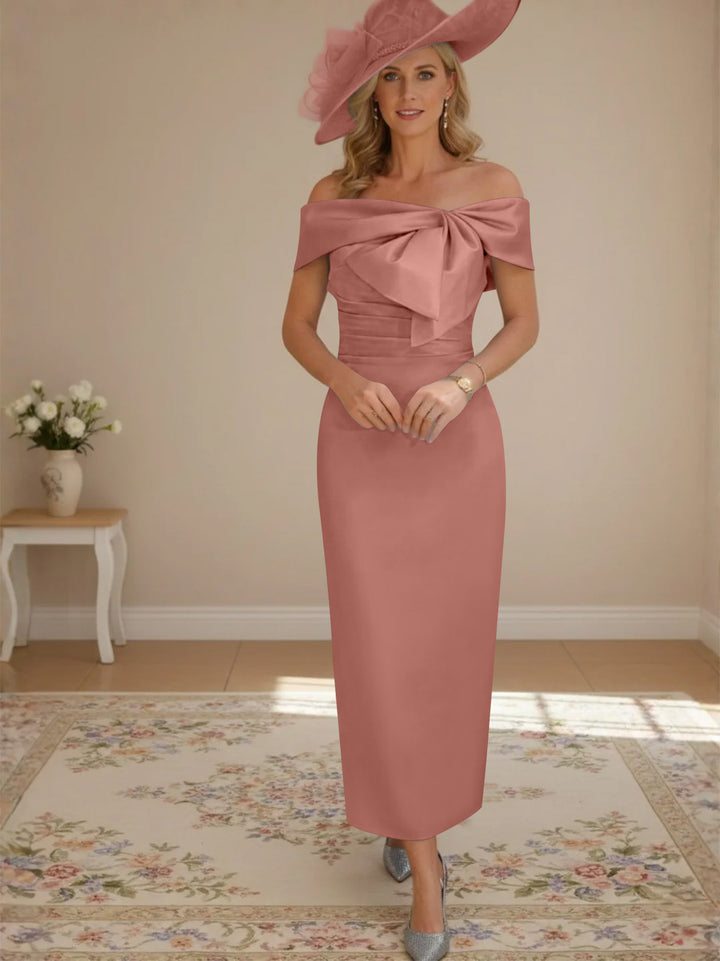 Robes de Mère de la Mariée, Longueur de la Cheville, Hors de l'épaule, Gaine/Colonne, avec Nœud Papillon