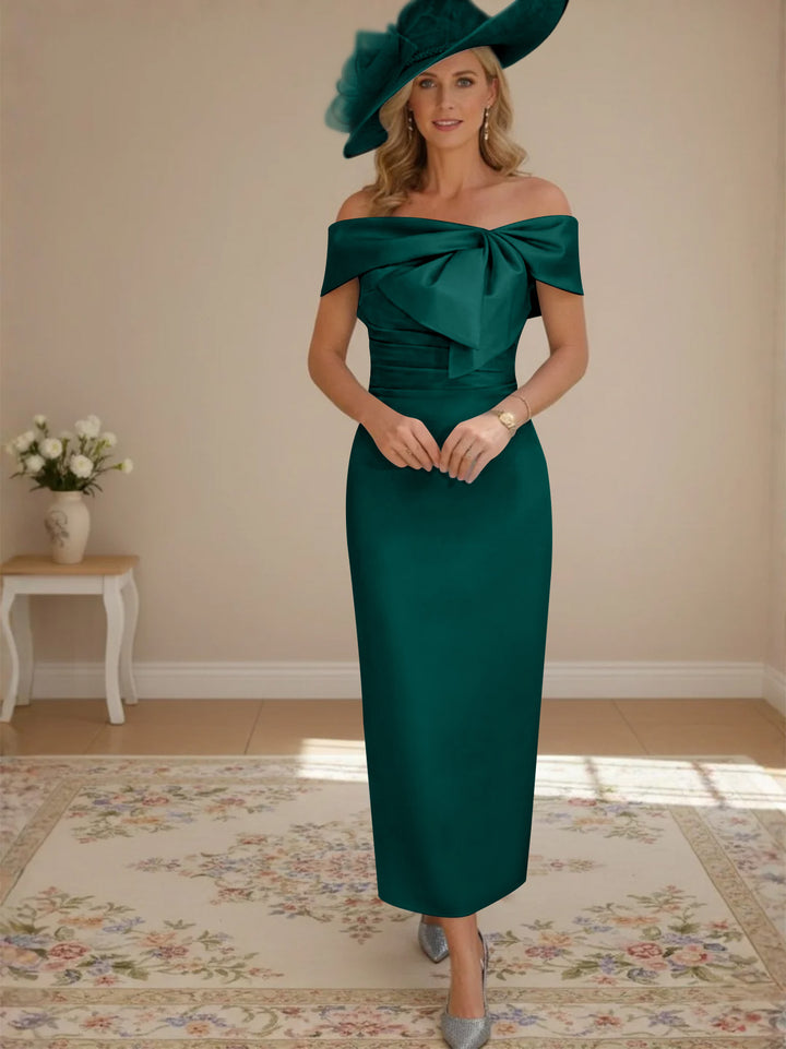 Robes de Mère de la Mariée, Longueur de la Cheville, Hors de l'épaule, Gaine/Colonne, avec Nœud Papillon