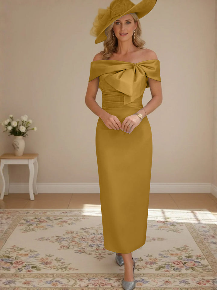 Robes de Mère de la Mariée, Longueur de la Cheville, Hors de l'épaule, Gaine/Colonne, avec Nœud Papillon