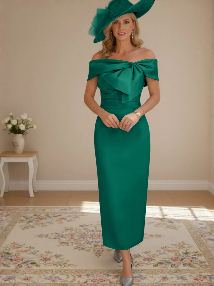 Robes de Mère de la Mariée, Longueur de la Cheville, Hors de l'épaule, Gaine/Colonne, avec Nœud Papillon