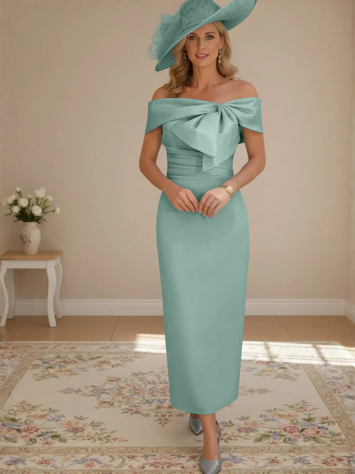 Robes de Mère de la Mariée, Longueur de la Cheville, Hors de l'épaule, Gaine/Colonne, avec Nœud Papillon