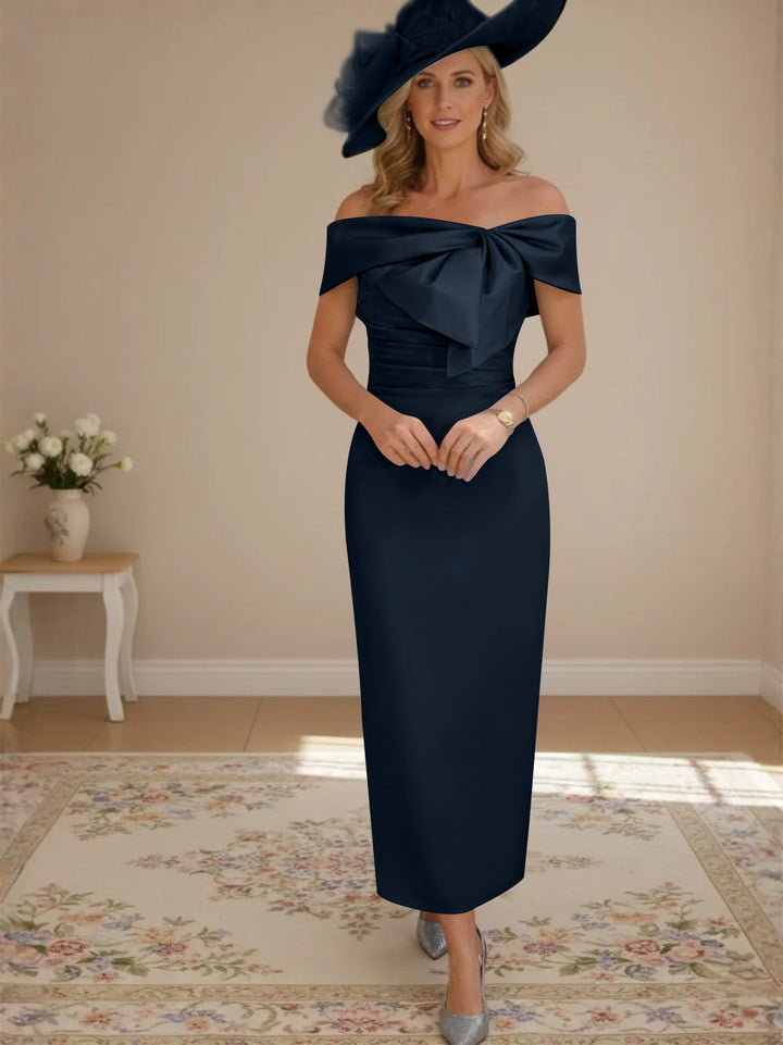 Robes de Mère de la Mariée, Longueur de la Cheville, Hors de l'épaule, Gaine/Colonne, avec Nœud Papillon