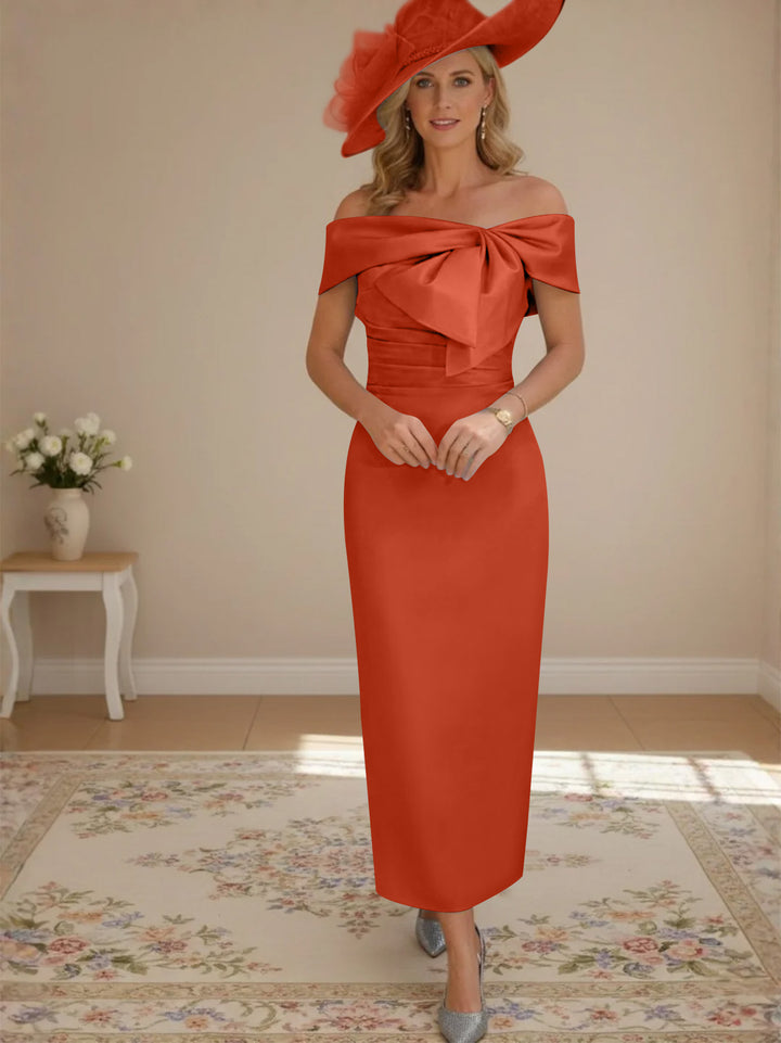 Robes de Mère de la Mariée, Longueur de la Cheville, Hors de l'épaule, Gaine/Colonne, avec Nœud Papillon