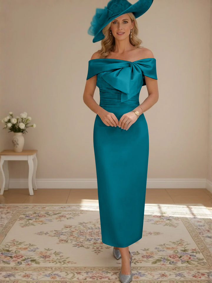 Robes de Mère de la Mariée, Longueur de la Cheville, Hors de l'épaule, Gaine/Colonne, avec Nœud Papillon