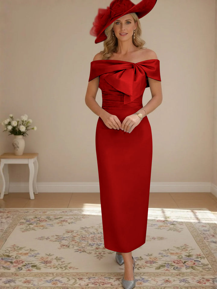 Robes de Mère de la Mariée, Longueur de la Cheville, Hors de l'épaule, Gaine/Colonne, avec Nœud Papillon