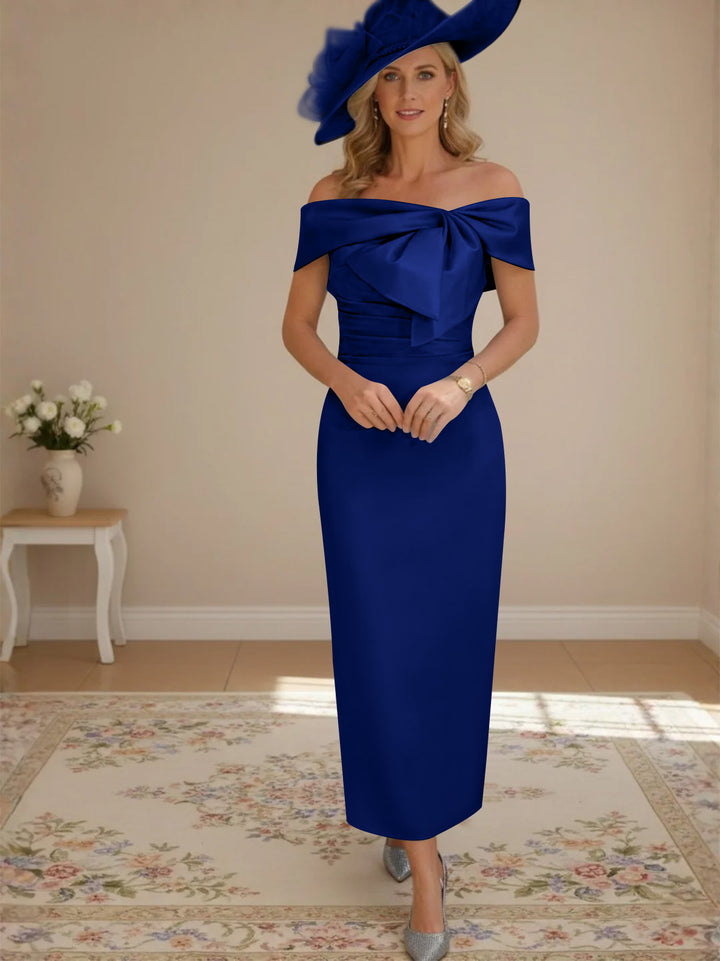 Robes de Mère de la Mariée, Longueur de la Cheville, Hors de l'épaule, Gaine/Colonne, avec Nœud Papillon