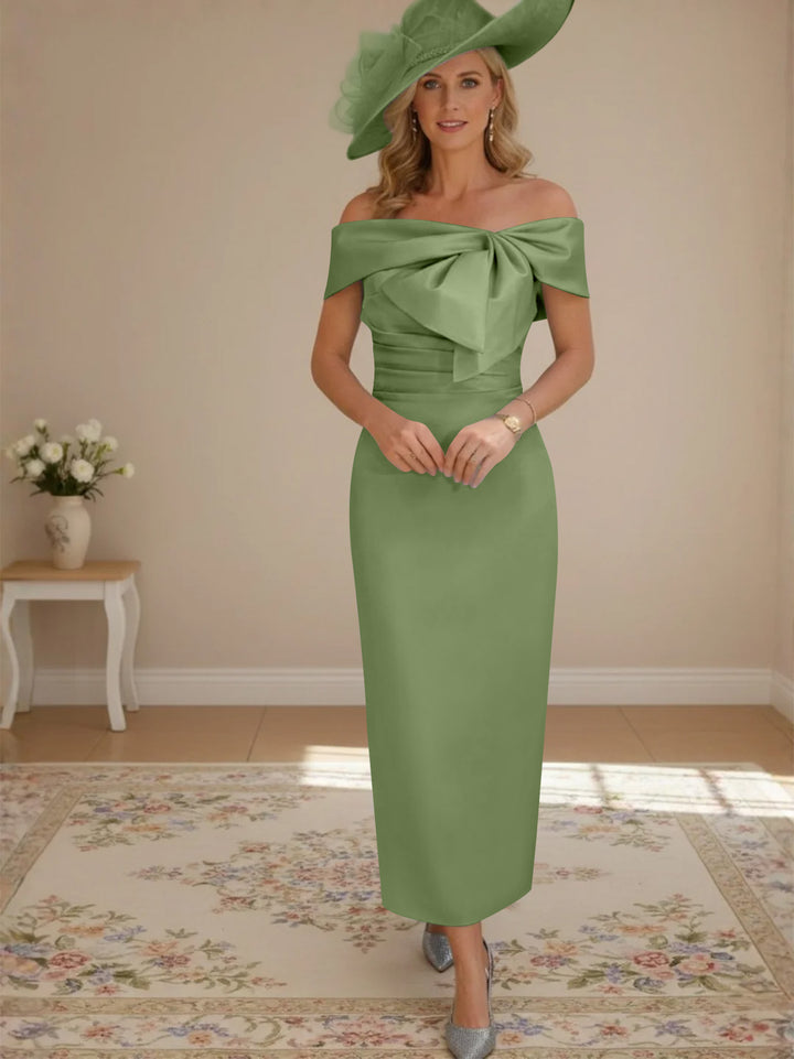 Robes de Mère de la Mariée, Longueur de la Cheville, Hors de l'épaule, Gaine/Colonne, avec Nœud Papillon