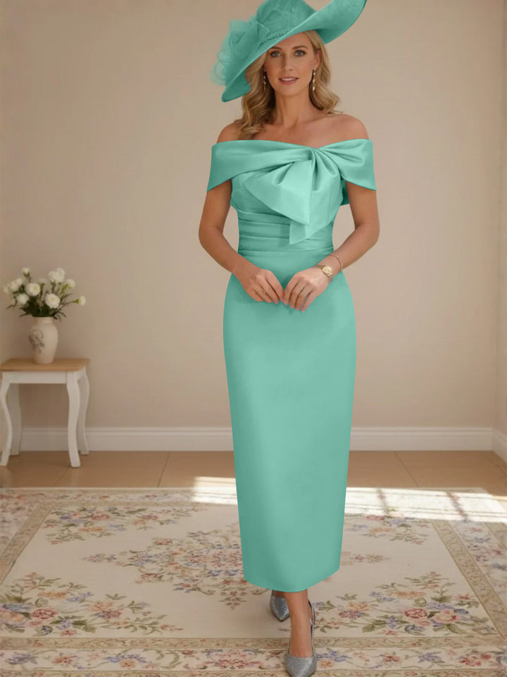 Robes de Mère de la Mariée, Longueur de la Cheville, Hors de l'épaule, Gaine/Colonne, avec Nœud Papillon