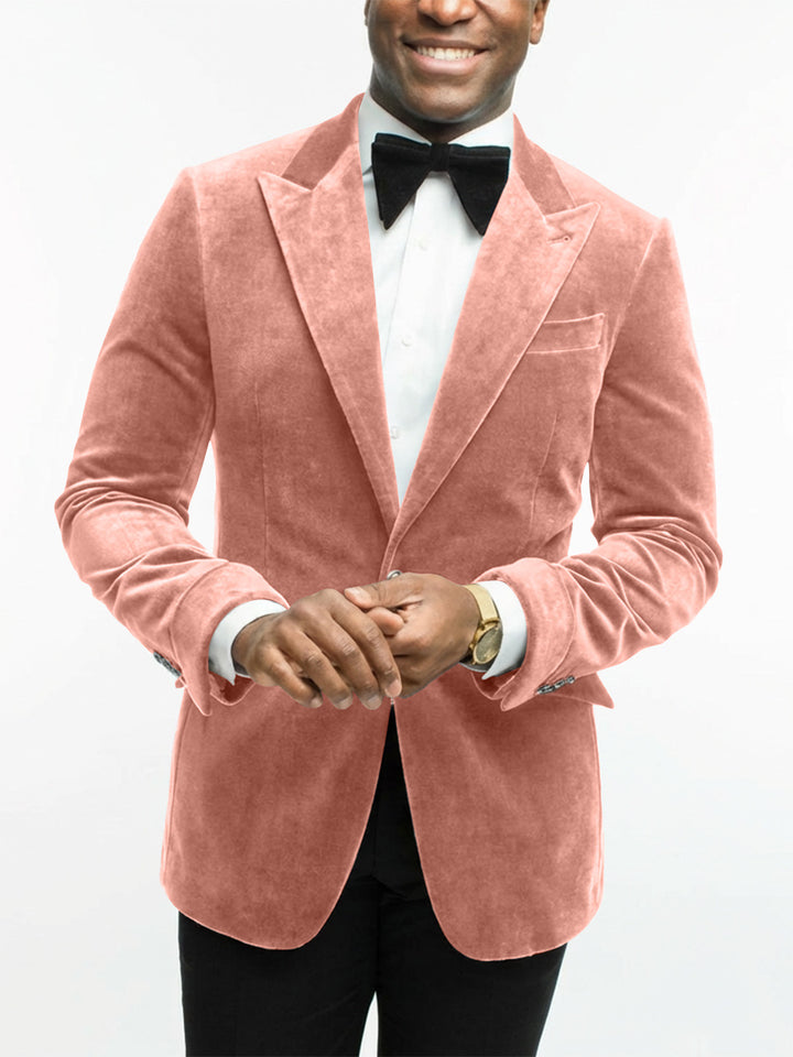 Veste Habillée en Velours à Un Bouton et à Coupe Ajustée pour Homme, Verte