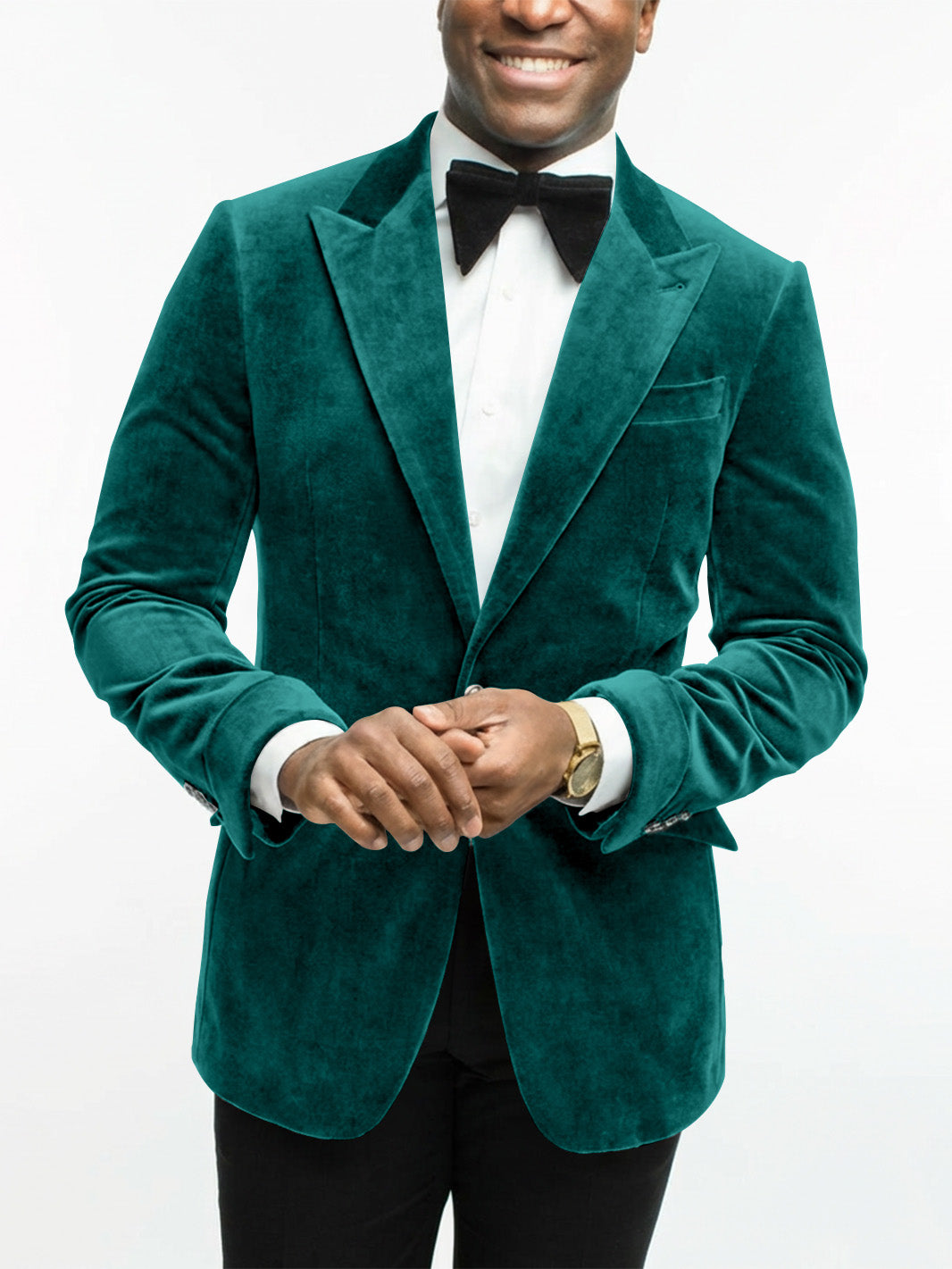 Veste Habillée en Velours à Un Bouton et à Coupe Ajustée pour Homme, Verte