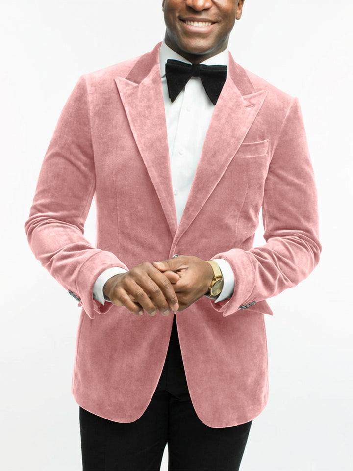 Veste Habillée en Velours à Un Bouton et à Coupe Ajustée pour Homme, Verte