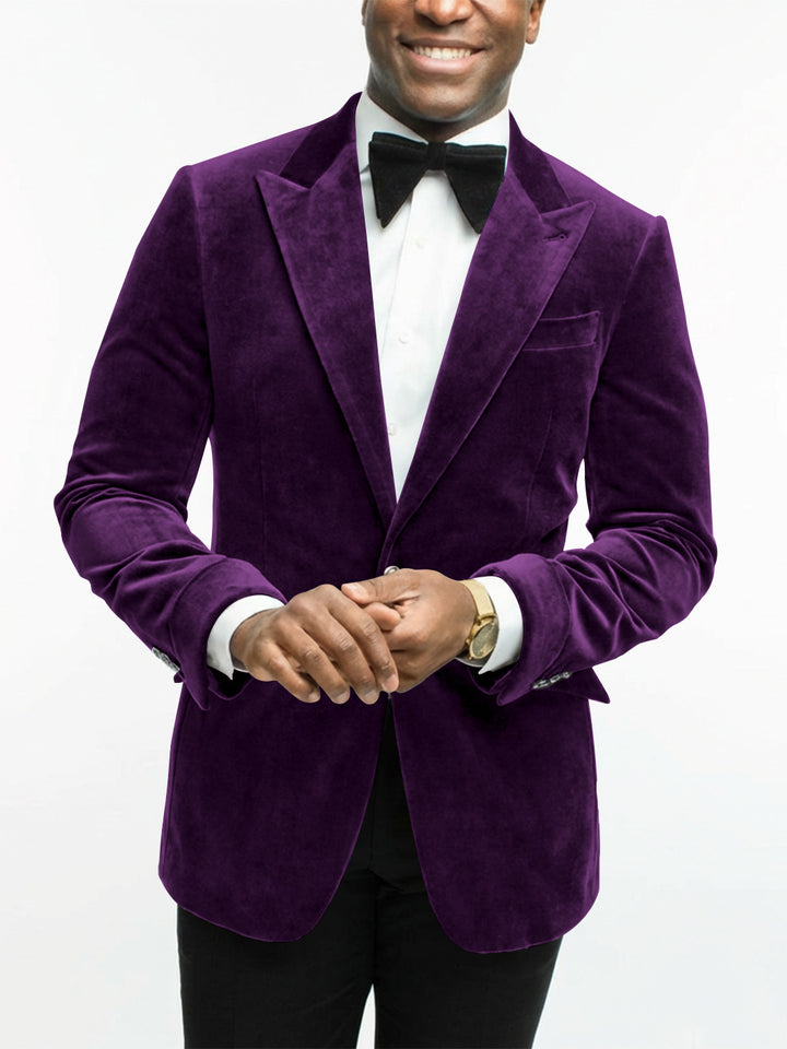 Veste Habillée en Velours à Un Bouton et à Coupe Ajustée pour Homme, Verte